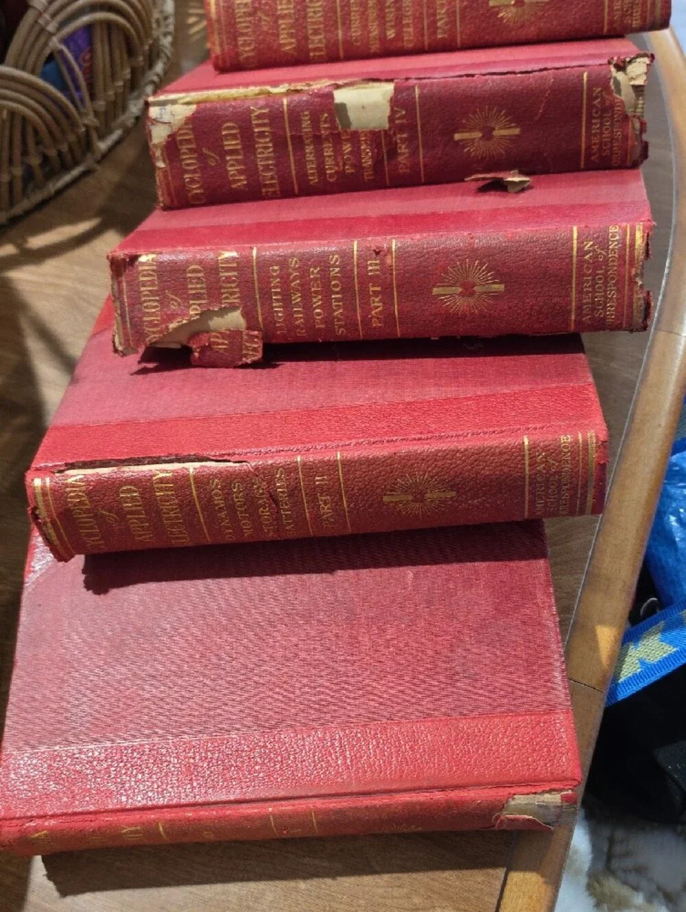 Vintage 'Cyclopedia of Applied Electricity' Red Book Set - Decorative Spines